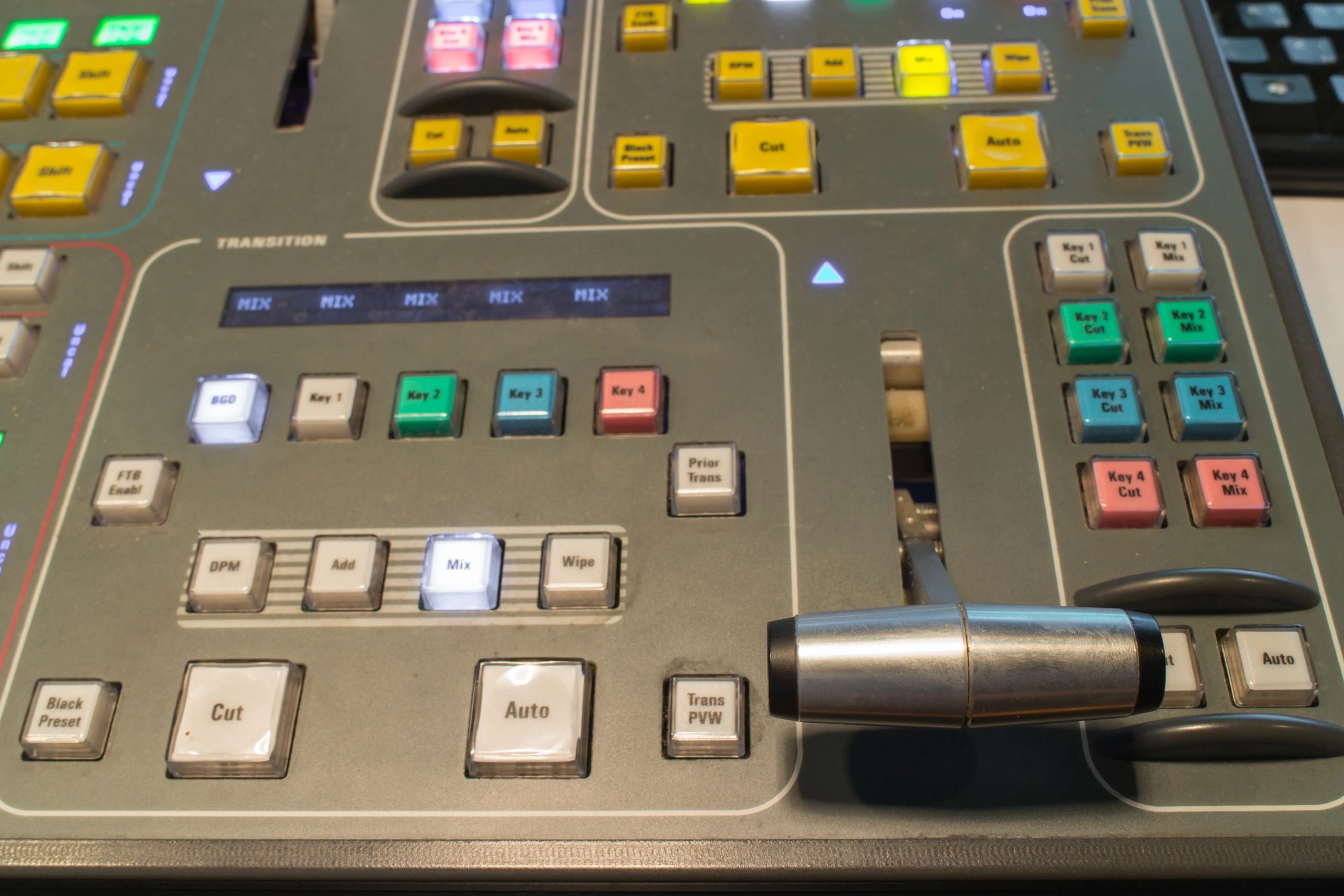Broadcast control panel in a studio