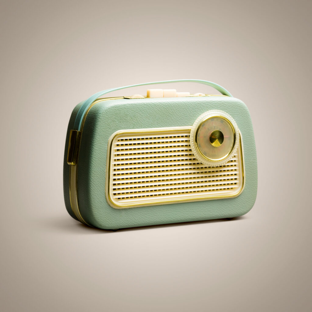 Retro boom box. Music Vintage Sound Background